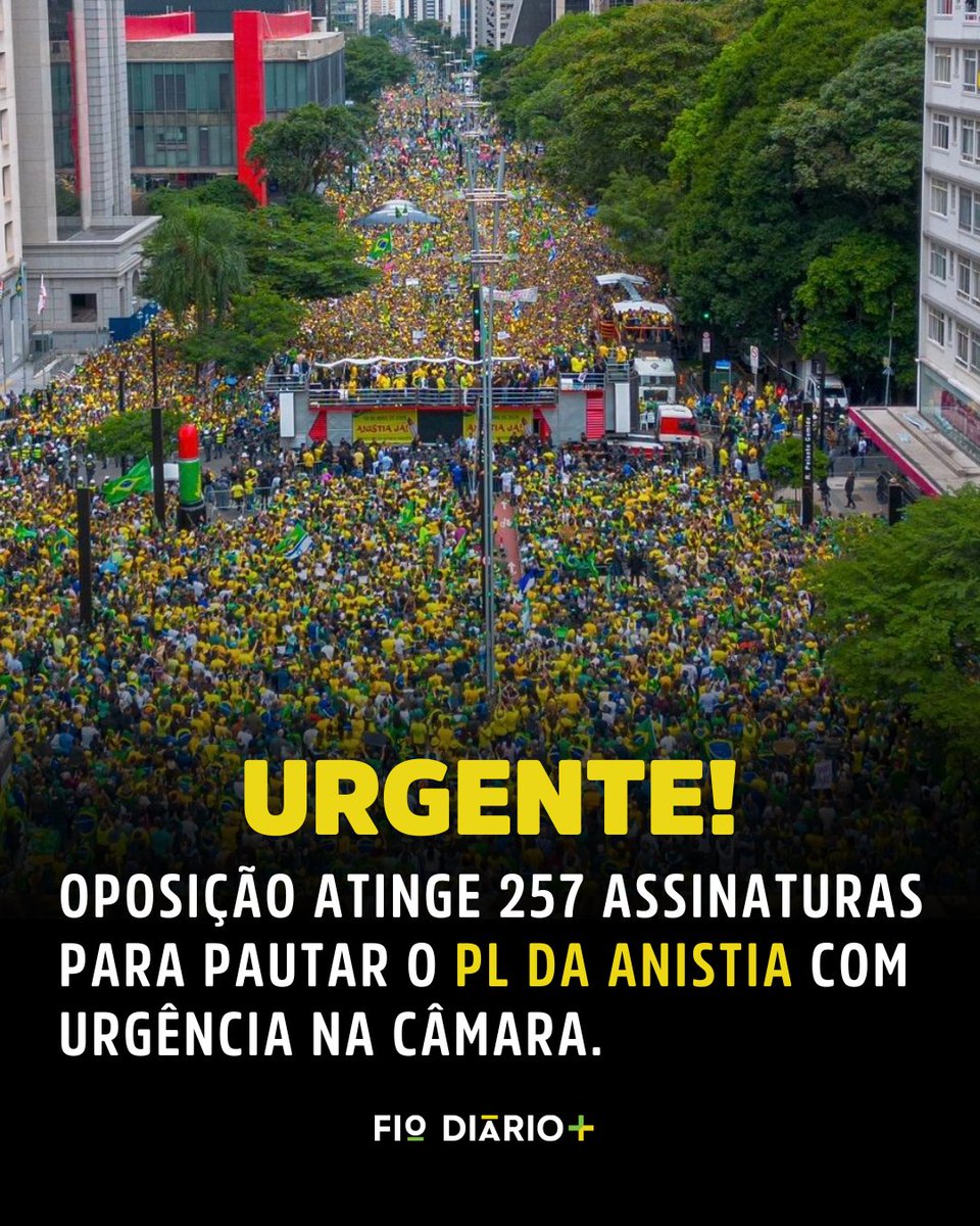 realmacosta's tweet photo. 🚨 URGENTE!

Com 257 assinaturas, o projeto ganha status de urgência e pode ir à votação a qualquer momento na Câmara dos Deputados.

Cabe agora ao Hugo Motta dar prosseguimento à tramitação do projeto, para que ele possa ser votado. https://t.co/3Uec7vM3ud