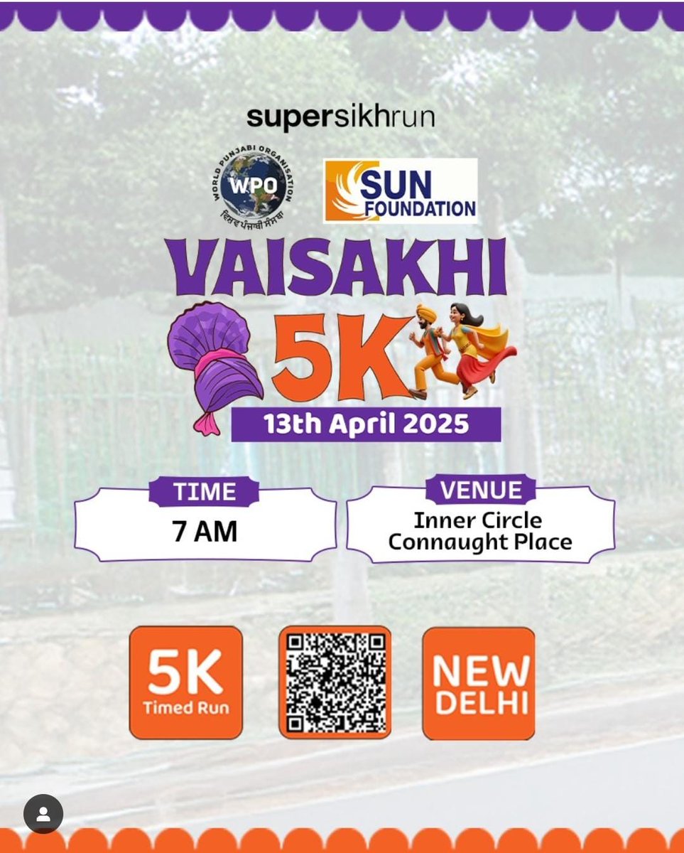 vikramsahney's tweet image. This #Vaisakhi, let your footsteps echo with purpose!
 Join us for the third consecutive year of the #WPO Vaisakhi5K Marathon, supported by @sunfoundationIn on 13th April 2025 at Connaught Place — a soulful celebration of tradition, resilience and renewal.
Run not just for