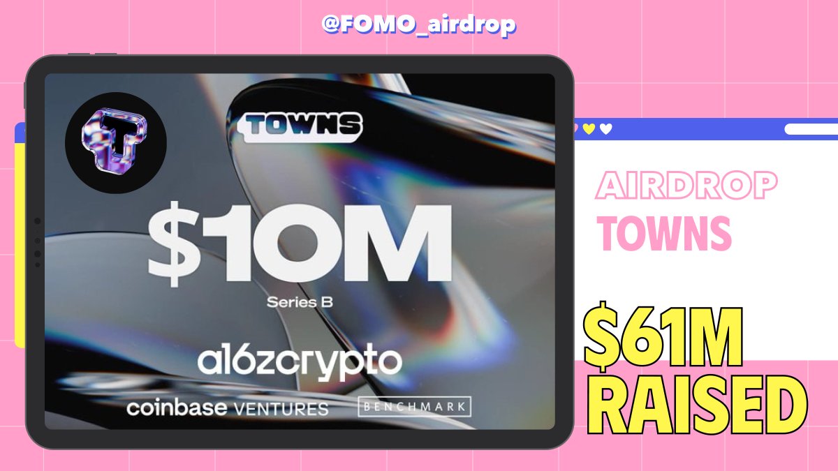 FOMO_airdrop's tweet photo. 🚨 @a16z  + @Coinbase vừa ném thêm $10M vào @TownsProtocol

💰 Tổng vốn gọi: $61M
🔥 Hint Airdrop token $TOWNS trên X

Link: https://t.co/o5AABdLjnN

Hướng dẫn bên dưới 👇👇👇 https://t.co/Yxvu1m8arV