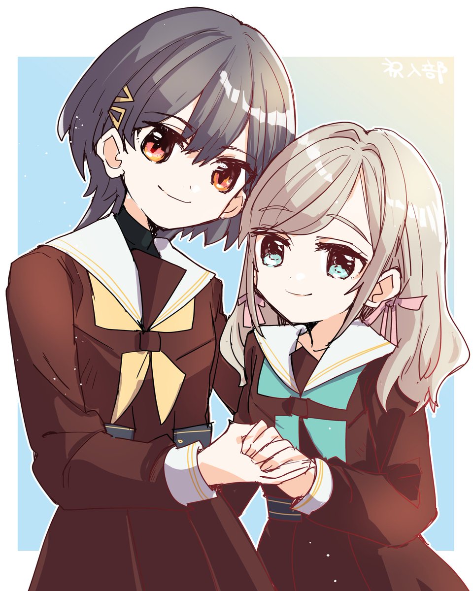 「セラスと泉さん 入部めでたい!身長差17センチ #蓮ノ空美術部 」|環月紙袋僕ラブ「ジ51,52」せつはる合同＋おまめ合同＋個人誌🌈👼🔖💫🐬♦✨のイラスト