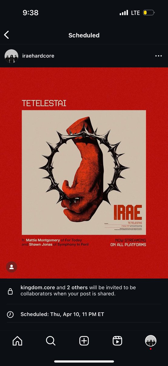 iraehardcore's tweet photo. We don’t post to X or Twitter or whatever it’s called anymore, so there are 3 things you should know. 

1. Our new EP called “Tetelestai” is available on all major streaming platforms now

2. We have new merch available 

3. We’re hosting a show June 7th to celebrate the new EP https://t.co/2JUkJMA3CO
