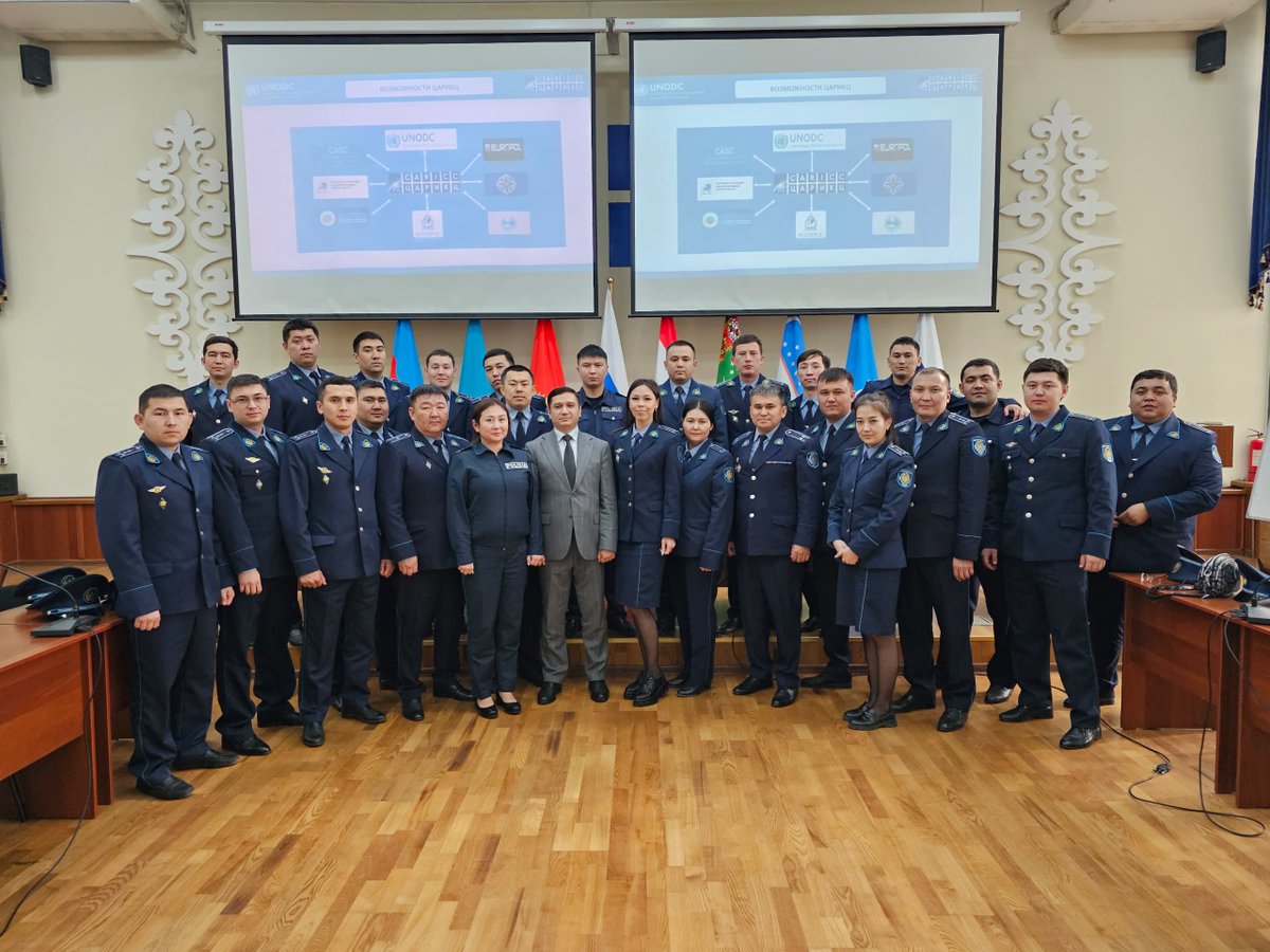 Staff of the Center for Training of Specialists in Combating Extremism, Organized Drug Crime of the Makan Yesbulatov Almaty Academy of the Ministry of Internal Affairs of the Republic of Kazakhstan visited CARICC on 9 April 2025 to train management team.