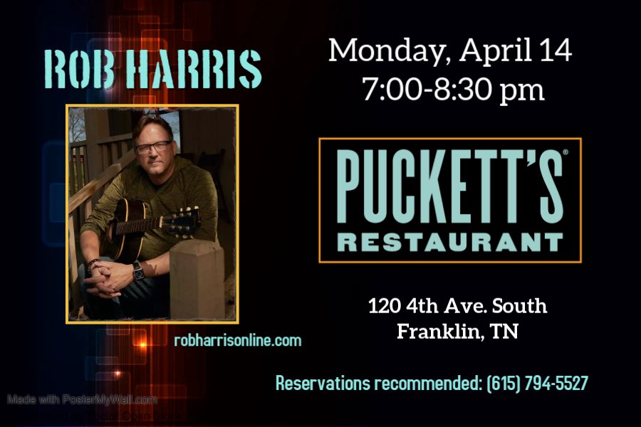 robharrismusic's tweet photo. After more than a decade, I am ending my residency at @PuckettsGrocery in Franklin, TN. 

Monday April 14 will be my last gig there for a very long time. Perhaps ever. If you’re looking for a night of live music, I’d be honored if you made a reservation to join us one last time. https://t.co/cb5bv2mPJo