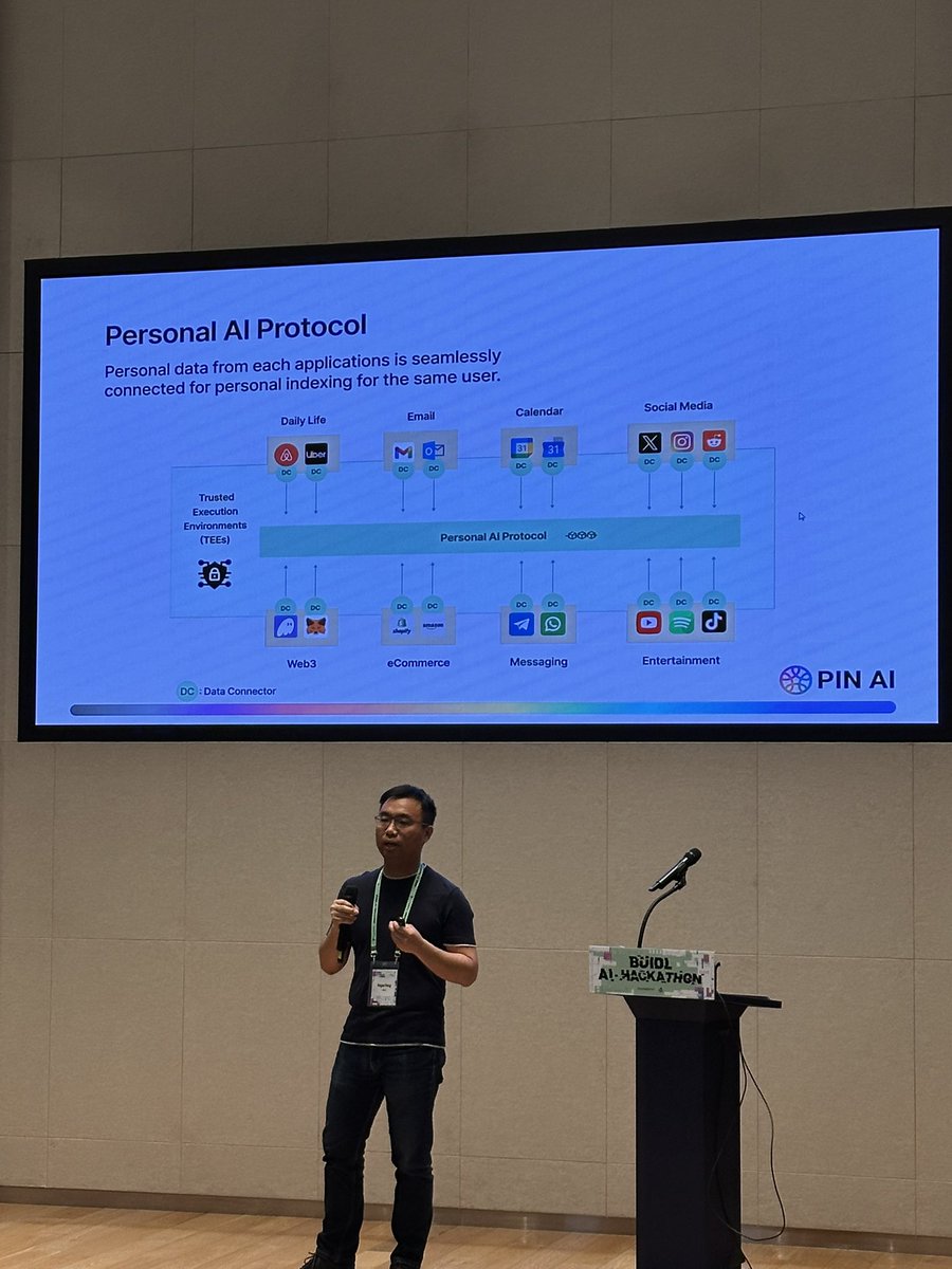 hw0nniya's tweet photo. At #OpenSourceAISummit Seoul β @reganonearth from PIN AI presents βPIN AI: A New World.β
A compelling vision for personal data sovereignty and privacy-preserving AI protocols.
Who else is here?
#AI #Web3 #PINAI #OpenSource #DataPrivacy #BUIDLWeek #SeoulTech https://t.co/lgQV2xalpE
