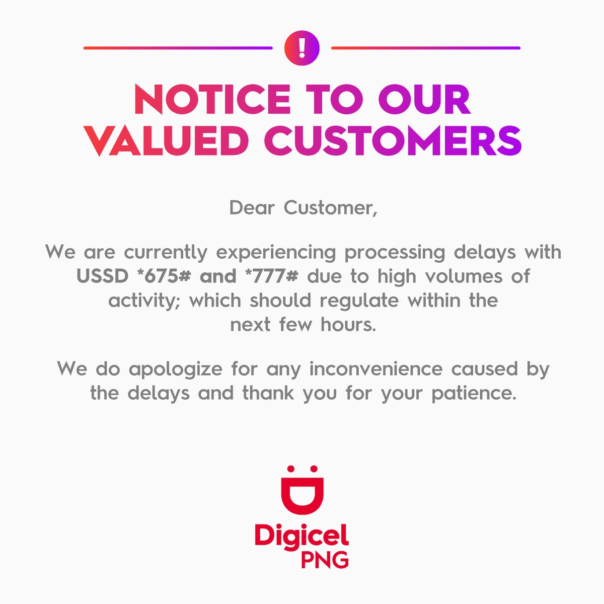 An Important Notice to our Valued Customers.
