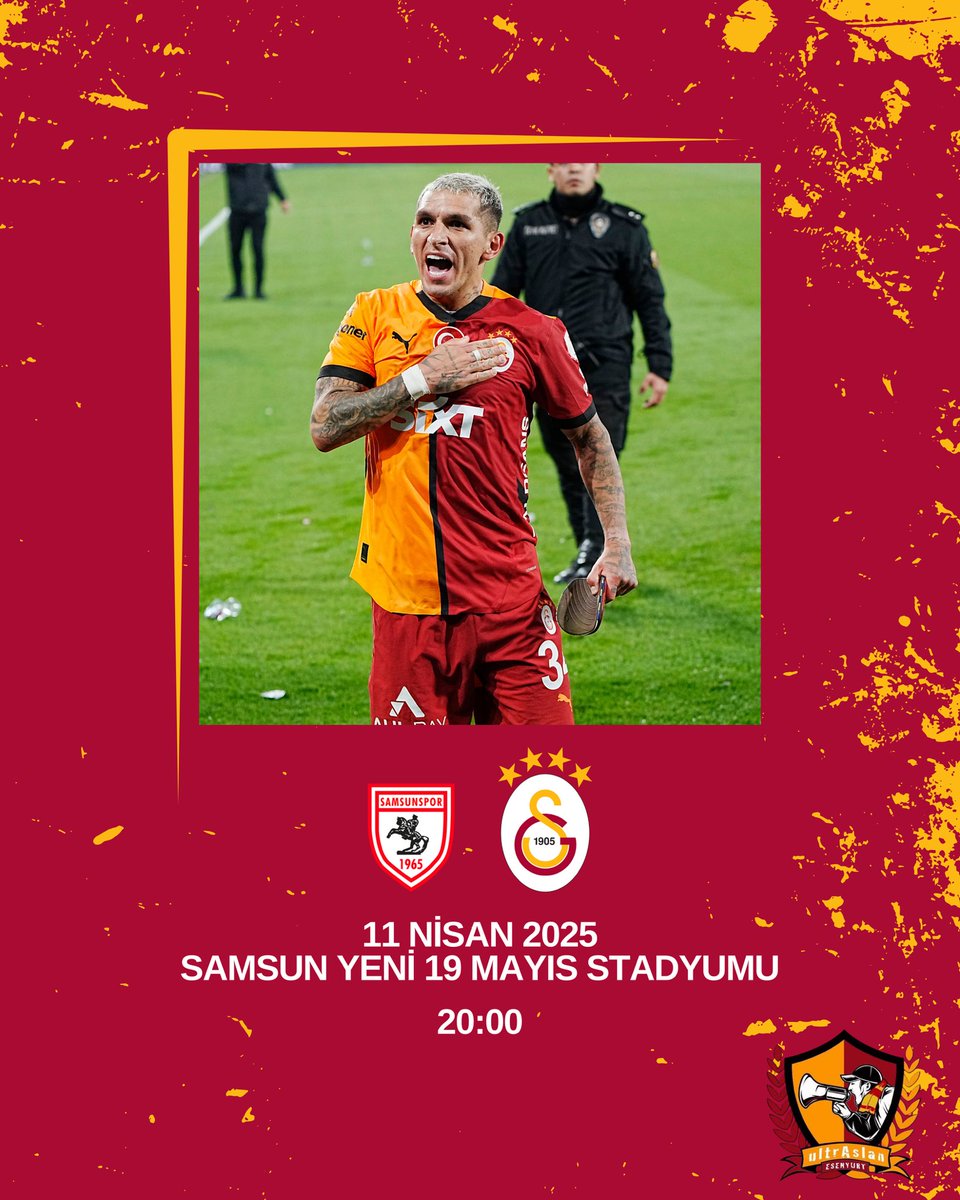 #BugünGünlerdenGALATASARAY 💪

🏆 Trendyol Süper Lig 2024-2025 Şamil Ekinci Sezonu
🗓️ 31. Hafta
⚽ Samsunspor
📆 11.04.2025
⏰ 20.00
🏟️ Samsun Yeni 19 Mayıs Stadyumu
📲 #SAMVGS