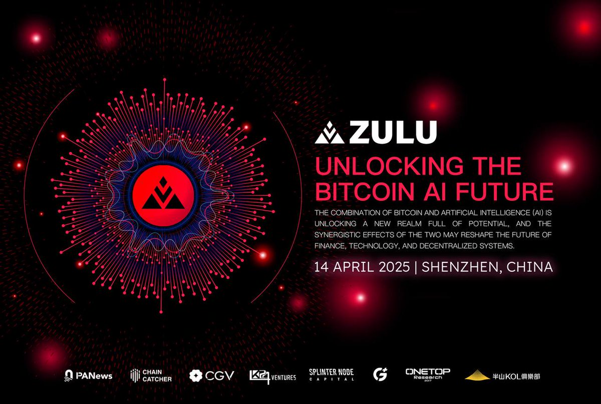 $ZULU Nation! Excited to announce our upcoming event: Unlocking the Bitcoin AI Economy in Shenzhen, China! 🌏 Join us as we explore the future of blockchain and AI, highlighting our incredible potential of Asian community expansion. Don’t miss out on insights from industry