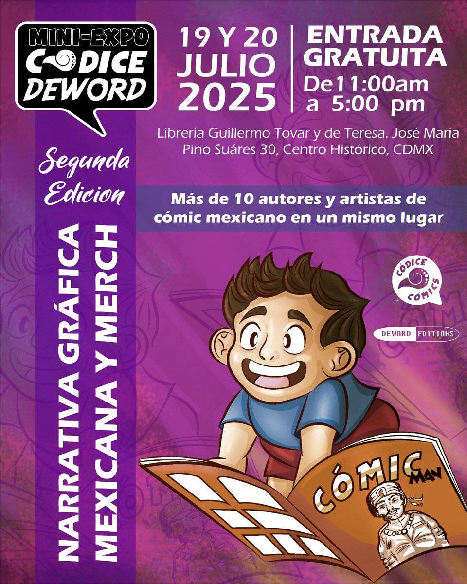 CodiceComics's tweet photo. Nos vemos el 19 y 20 de julio de 2025 en la librería Librería Guillermo Tovar de Teresa en la 2da edición de la MINI-EXPO CÓDICE DEWORD #eventoscodice https://t.co/ieJFoSYqXD