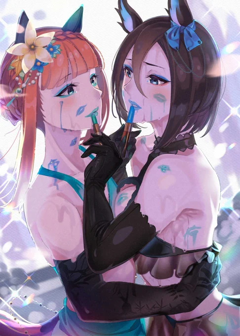 メイクし合うスズグル。