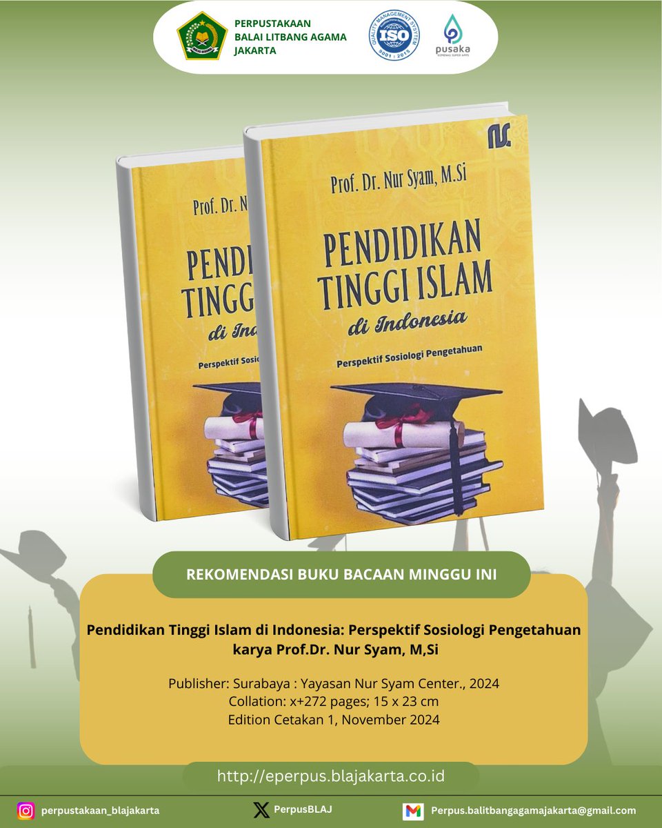 PerpusBLAJ's tweet photo. Buku ini mengulas secara kritis dinamika dan tantangan pendidikan tinggi Islam di Indonesia melalui pendekatan sosiologi pengetahuan. Wajib baca untuk akademisi, mahasiswa, & pemerhati pendidikan! #RekomendasiBuku #PendidikanIslam #Perpustakaan #PerpusBLAJ https://t.co/B4DFLUpSid