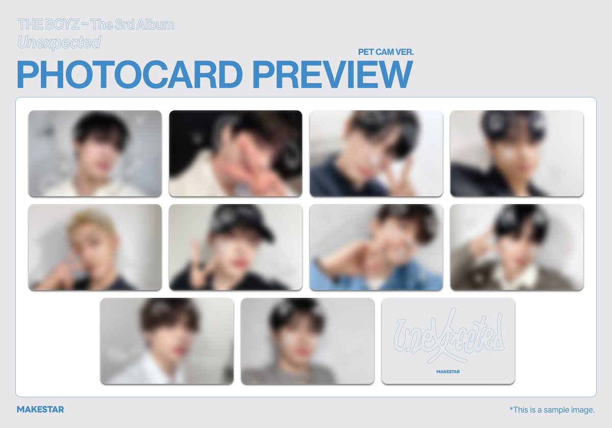 #THEBOYZ The 3rd Album: Unexpected
1:1 FAN SIGNING EVENT / 1:1 VIDEO CALL EVENT

⏰마감 D-Day⏰

🎁미공개 셀카 포토카드 *펫캠 ver.

📆04.09 ~ 04.11 23:59(KST)
대면 🔗bit.ly/42pBq0U
영통 🔗bit.ly/4czzUxS