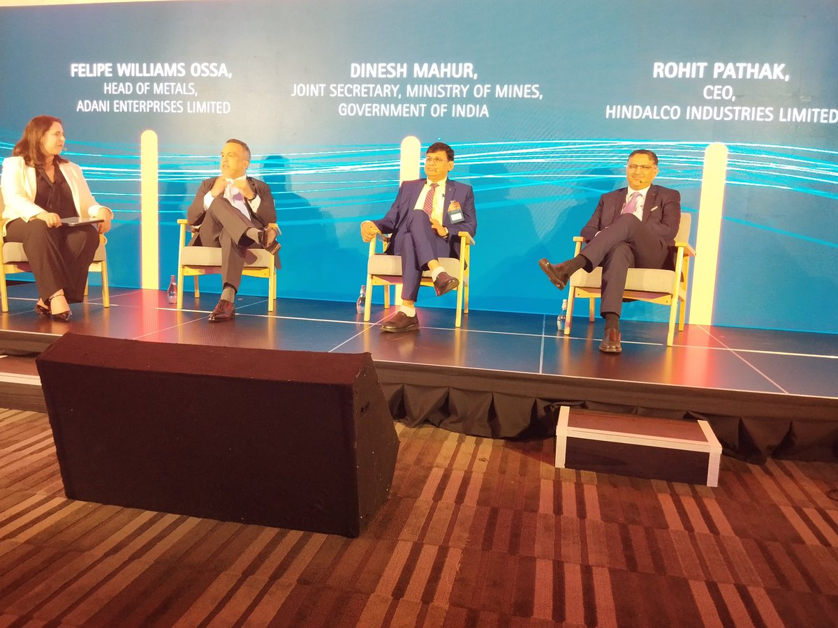 MinesMinIndia's tweet photo. Shri Dinesh Mahur, Joint Secretary, Ministry of Mines, participated in a panel discussion at the International Copper Association Conference in Chile. He highlighted India’s  mining policy reforms, India@2047, and the National Critical Minerals Mission—showcasing India globally. https://t.co/eHX4q0BCWz