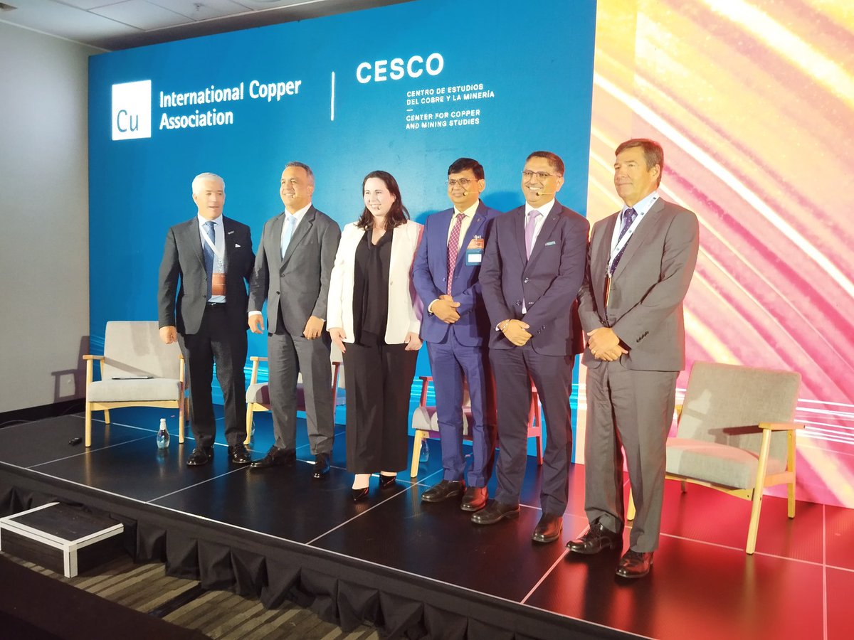 MinesMinIndia's tweet photo. Shri Dinesh Mahur, Joint Secretary, Ministry of Mines, participated in a panel discussion at the International Copper Association Conference in Chile. He highlighted India’s  mining policy reforms, India@2047, and the National Critical Minerals Mission—showcasing India globally. https://t.co/eHX4q0BCWz