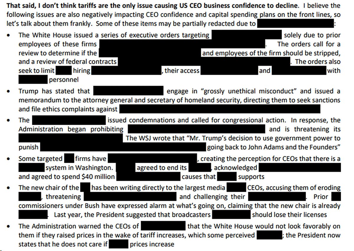 MarioNawfal's tweet image. 🇺🇸 JPMORGAN ANALYST ADMITS TO SELF-CENSORSHIP ON TRUMP TARIFF PLAN

In a rare moment of candor, JPMorgan strategist Michael Cembalest—hailed by Jamie Dimon as “one of our firm’s great thinkers”—ended a 45-minute presentation on Trump’s tariffs with an eyebrow-raising admission:…