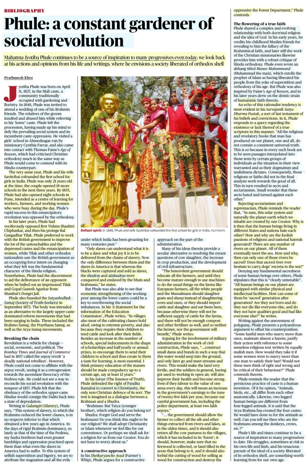Ravikant Yadav on X: "The Great #SocialReformer  #Visionary:#mahatmajyotibaphule 'Phule:A constant gardener of Social  Revolution' :An Insightful article by Sh Prathmesh Kher #Phule  #JyotibaPhule #SocialRevolution #Caste #Education #SatyashodhakSamaj ...
