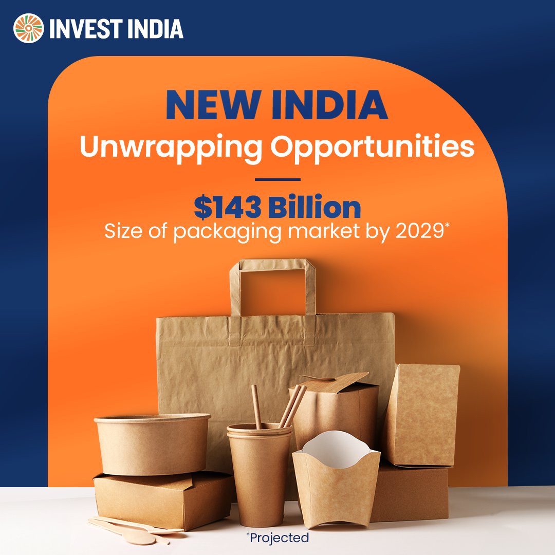 investindia's tweet photo. #NewIndia’s $84 Billion #packagingsector is growing at 6-7% annually, driven by urbanisation, rising demand and key industries, focusing on innovation and eco-friendly solutions.

Discover more: https://t.co/TlHKldvuLw

#InvestInIndia #PrintIndustry #PaperIndustry @IIP_Packaging https://t.co/7zHIFkzLhl