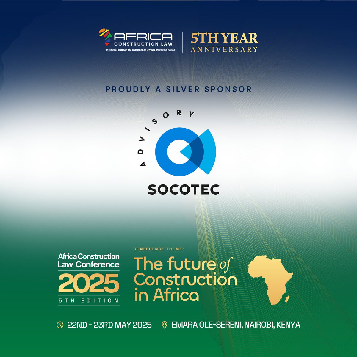 Excited to welcome
<a href="/SOCOTEC_UK/">SOCOTEC UK</a>  as a Silver Sponsor for #ACLConference2025! 🏆18 𝐝𝐚𝐲𝐬 𝐥𝐞𝐟𝐭 𝐭𝐨 𝐬𝐞𝐜𝐮𝐫𝐞 𝐲𝐨𝐮𝐫 𝐬𝐩𝐨𝐭 𝐚𝐭 300$
africaconstructionlaw.org/acl-conference… For Sponsorship: info@africaconstructionlaw.org
#SOCOTEC #ConstructionLaw #AfricaConstruction