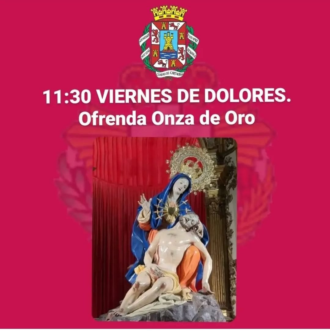 Viernes de Dolores. Día Grande de Cartagena, día de la Virgen de la Caridad, nuestra patrona. ¡Feliz Semana Santa!
#Caridad #VirgenDeLaCaridad #Patrona #DiaGrande #ViernesDeDolores #SemanaSantaCT #SemanaSantaCartagena #SemanaSanta2025 #Cartagena #SemanaSantaCartagena2025