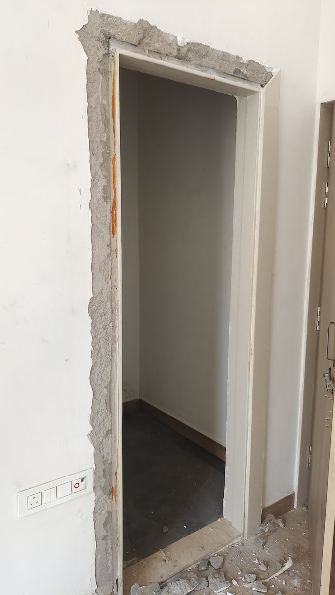 Deeprox007's tweet photo. I feel responsible for raising awareness about substandard products lyk @UltraTechCement Tilefixo-NT, Used for door &amp; window framing on a site, it lost its grip within months, causing granite frames to collapse. never gonna use such poor quality products. https://t.co/26OvsM3sC2