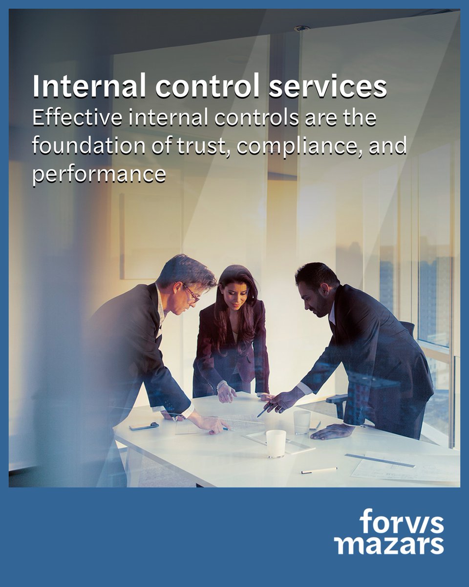 forvismazarsuae's tweet photo. At Forvis Mazars, we help organisations implement and improve internal control systems that reduce risk, enhance efficiency, and enable stronger decision-making.
Learn more 👉 https://t.co/fnOrZHJhRR
#ForvisMazars #InternalControl #Governance #RiskManagement #ControlFrameworks https://t.co/0MSCVdK9e9