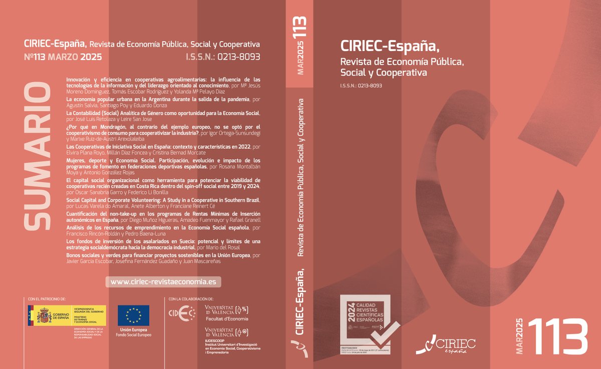 CIRIEC SP Journal (@ciriecspjournal) on Twitter photo New issue of CIRIEC Journal on Public, Social and Cooperative Economy <a href="/ciriecSPjournal/">CIRIEC SP Journal</a>
Articles on #Agricoops #SocialEconomy #Mondragon #Strategy #Viability #Entrepreneurship #Socialbonds #Coops #SocialCapital #Volunteering
👉🏽 ciriec-revistaeconomia.es/en/issue/?num=…
#ciriecSPjournal <a href="/CIRIEC_Esp/">CIRIEC-España</a> New issue of CIRIEC Journal on Public, Social and Cooperative Economy <a href="/ciriecSPjournal/">CIRIEC SP Journal</a>
Articles on #Agricoops #SocialEconomy #Mondragon #Strategy #Viability #Entrepreneurship #Socialbonds #Coops #SocialCapital #Volunteering
👉🏽 ciriec-revistaeconomia.es/en/issue/?num=…
#ciriecSPjournal <a href="/CIRIEC_Esp/">CIRIEC-España</a>