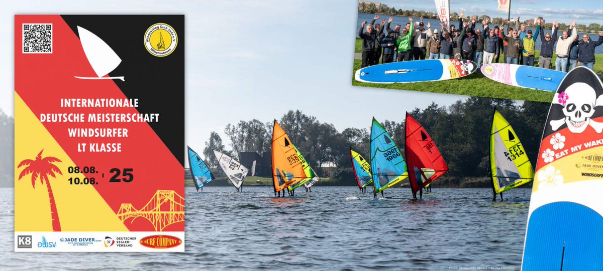 DailydoseDe's tweet photo. Die erste vom DSV anerkannte Internationale Deutsche Meisterschaft in der Windsurfer-LT-Klasse findet vom 08.08. bis 10.08.2025 in Wilhelmshaven statt. Veranstaltungsort ist der Banter See. Die weiteren Infos erfahrt ihr bei https://t.co/zcWZzaQpTs https://t.co/6iP5nv2XAF