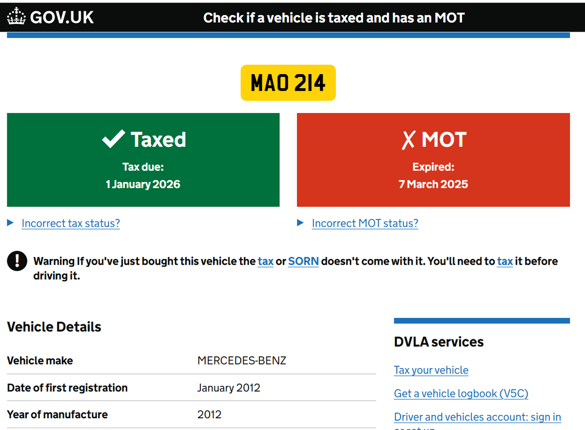 daveatherton's tweet photo. Have I got this right Greater Manchester Police @gmpolice? You asked Cllr @liambillington a Tory councillor for Stalybridge South to take down his photo of a Tameside Labour councillor’s number plate MAO 214.

But you appear to have done nothing about his expired MOT? https://t.co/l6IkL9vfwQ