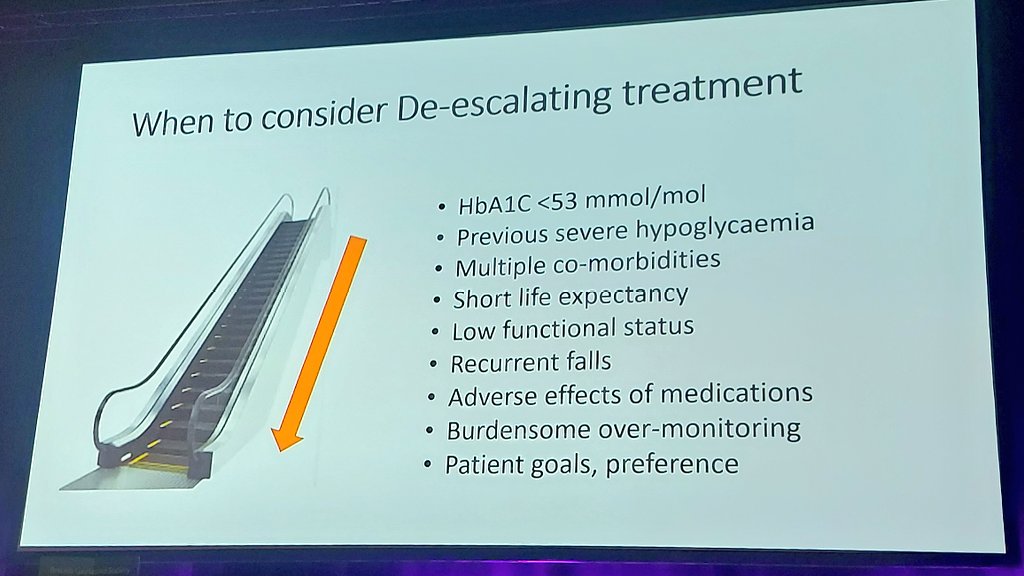 Here are some prompts for when it may be time to start de-escalating diabetes treatment #BGSconf