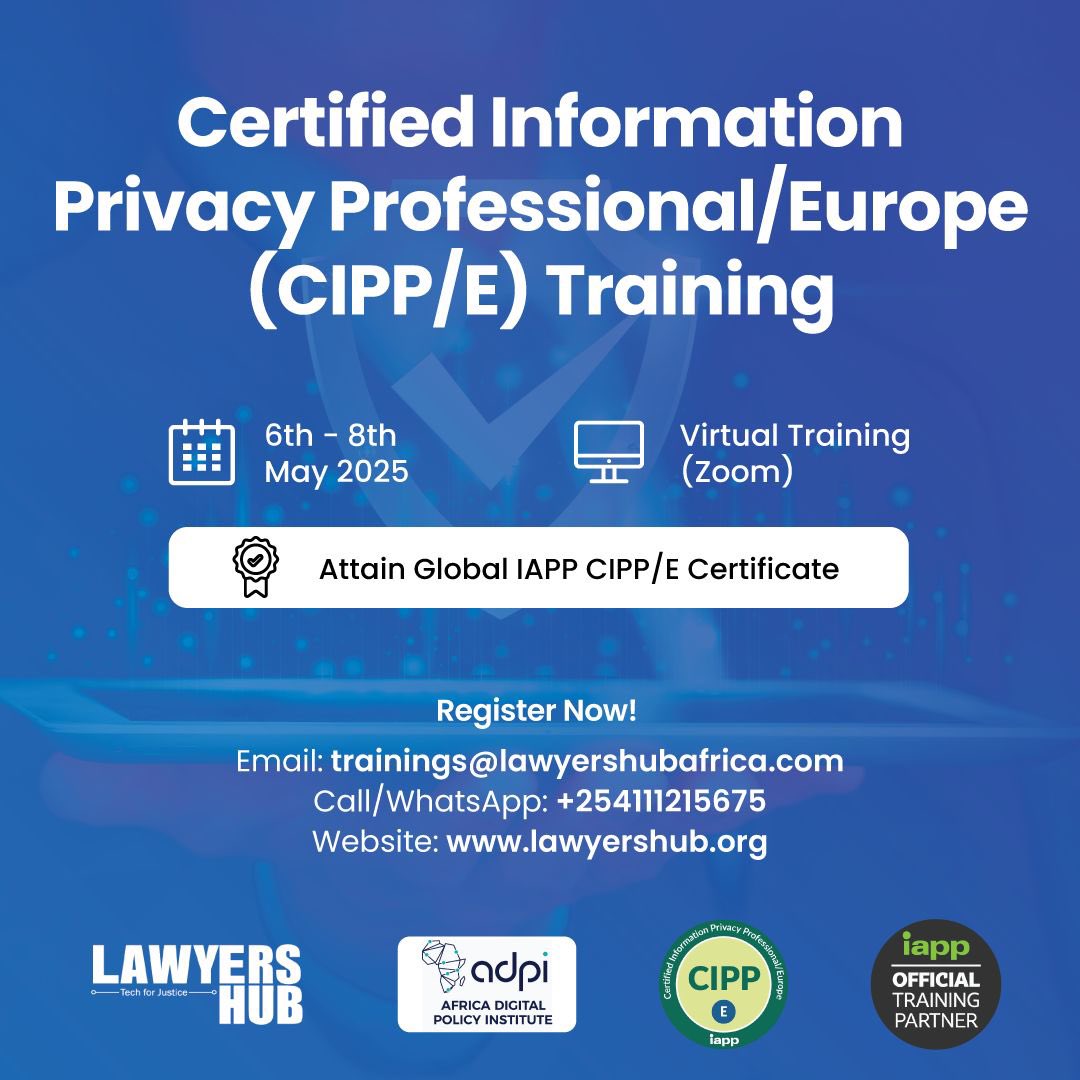 Lawyers Hub (@lawyershubhq) on Twitter photo Join the next #CIPPE Training!
📆 6th–8th May 2025
💻 Virtual | 📜 GDPR & EU Privacy Law
🎓 Get exam-ready + certified with IAPP trainers!
đź“© Info pack & sign-up trainings@lawyershubafrica.com
#LawyersHub #Privacy #DataProtection Join the next #CIPPE Training!
📆 6th–8th May 2025
💻 Virtual | 📜 GDPR & EU Privacy Law
🎓 Get exam-ready + certified with IAPP trainers!
đź“© Info pack & sign-up trainings@lawyershubafrica.com
#LawyersHub #Privacy #DataProtection