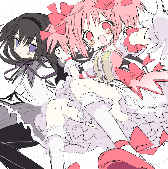 P31NT's tweet photo. まどほむ　の、ラフ……
絵の一部なんだけどなかなか進まない https://t.co/Txyxmc0WMu