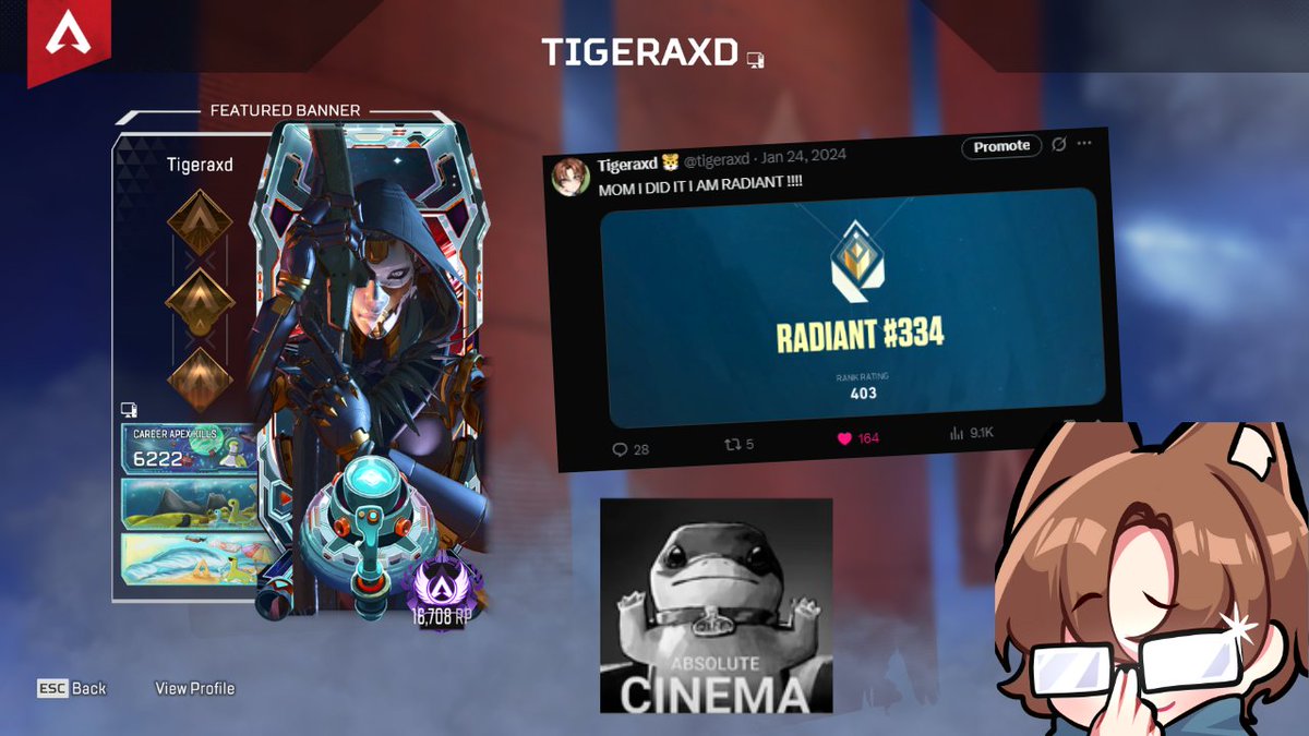 Radiant in Valorant and Masters in Apex Legends what's next? Currently top 20 in OCE LMAO 🤣

W RUN FROM THE BOYS @88exp <a href="/FonziMGM/">Fonzi 🎹 - Melodies on Piano</a> and @/cliqz