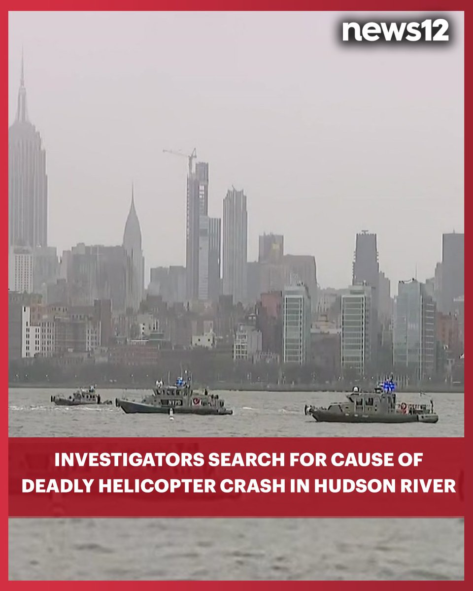 News12BX's tweet image. THE LATEST: Investigators are working around the clock right now to determine the cause of the helicopter crash in the #HudsonRiver that killed a family of five from Spain and the pilot. - bit.ly/3G7vZft
