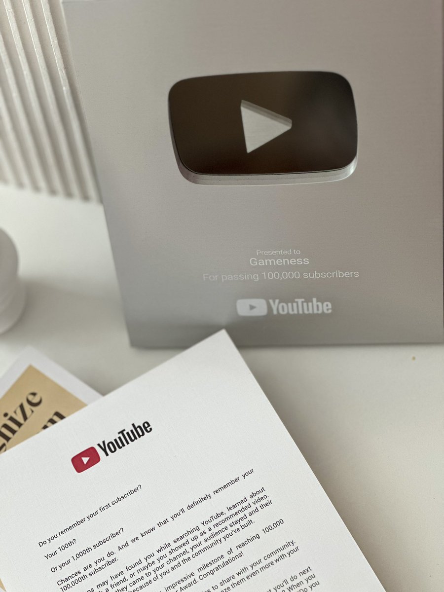 Gamenessapp's tweet photo. YouTube has sent Gameness the 100K Silver Play Button!🔥

After the TGE, we’ll focus on sharing fun, educational, and entertaining content.📹

Stay tuned.🤘🏻
📌https://t.co/O8bDWrARVO https://t.co/mVxODWXYnj