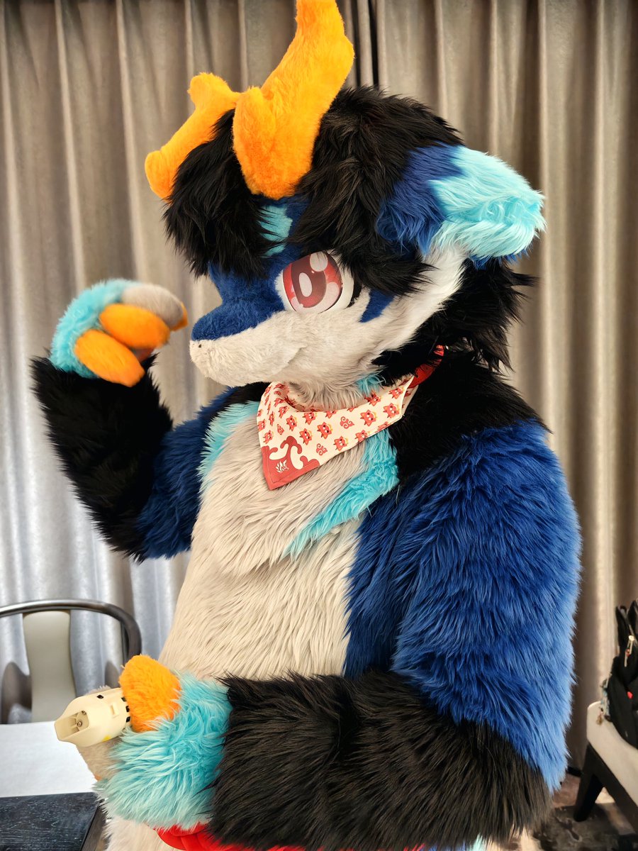毛五：侧脸（感觉有点显胖捏）
横顔（これ、太って見えるかも…）
📸：小达
#FursuitFriday