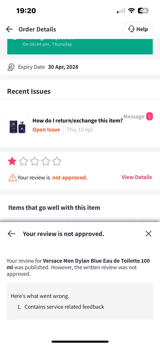 dsonudas's tweet photo. @myntra has gone down the route of scamming people now. I ordered Versace Perfume and received some cheap knockoff. The customer service is pathetic not providing any solution also they are  censoring review on their platform. @jagograhakjago https://t.co/f6EuqPplcM