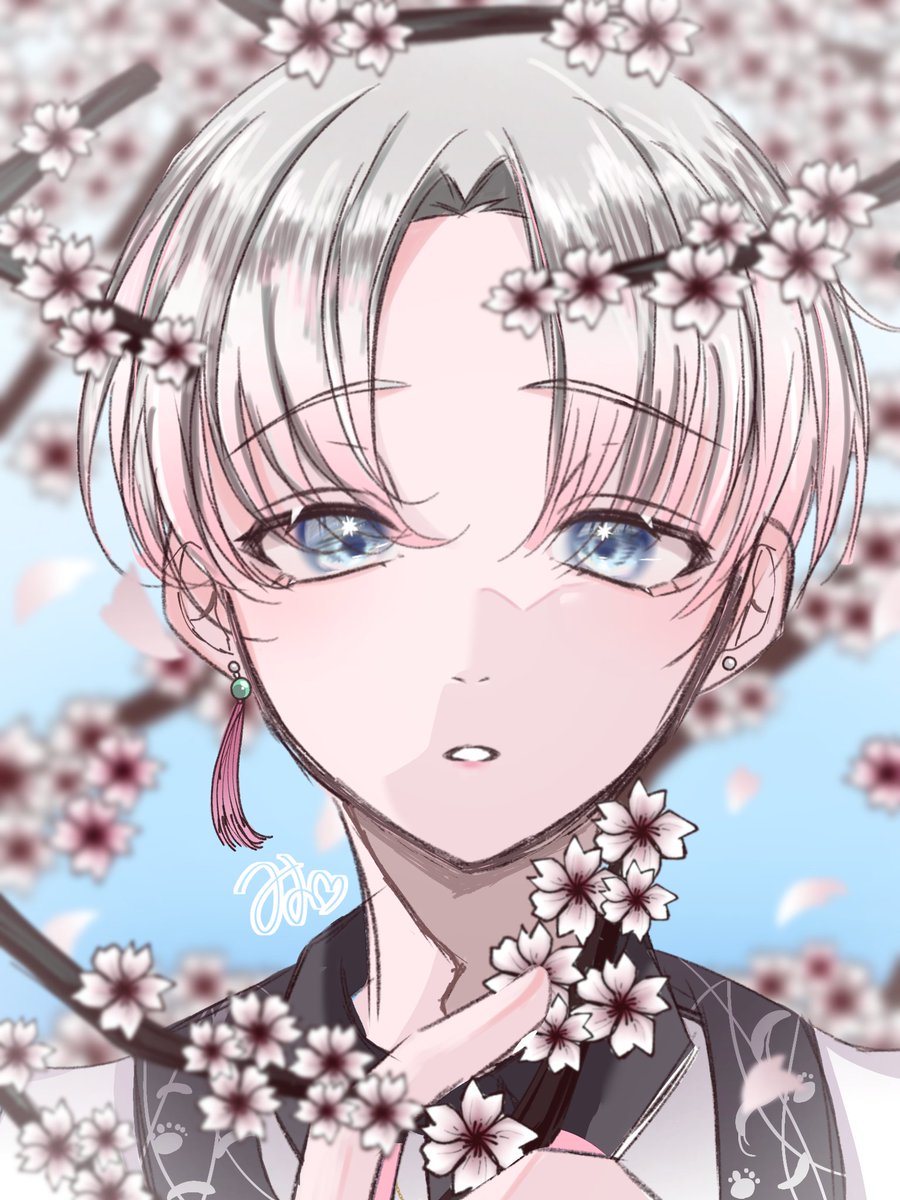 mino12532's tweet image. 健三さんと桜。
お似合いの組み合わせですよね🌸
#ハンドレッドノート 
#ハンドレFA 
#神柴健三