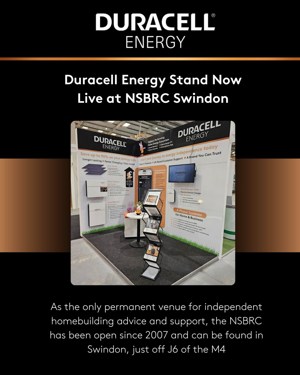 🔋 Exciting News from Duracell Energy!
We’re now exhibiting at the National Self Build and Renovation Centre in Swindon! 🏡✨

No matter where you are on your home journey — whether you’re renovating your current space or building your dream home from the ground up — there's