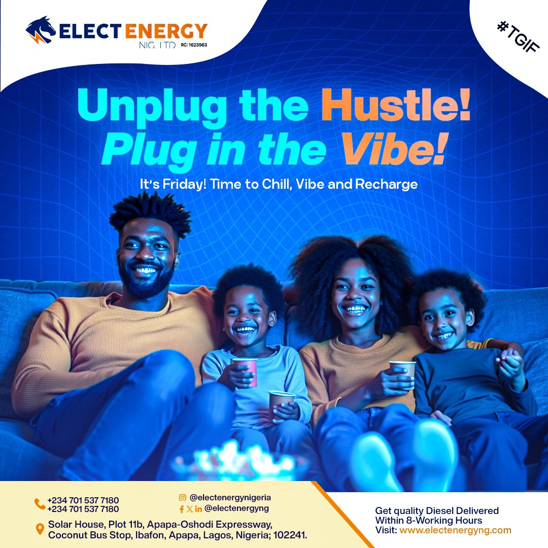 Electenergyng's tweet photo. It’s #Friday – Let’s Recharge! 🎉
You’ve worked hard all week — now it’s time to unplug, unwind, and enjoy the weekend vibes.
Whether it’s a night out or a night in, make every moment count.
#TGIF
#MovieNight
#FridayVibes
#SmartEnergyTips https://t.co/sKZg1sJB7E