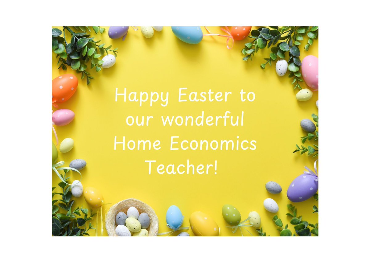 🐰 Happy Easter to our wonderful Home Economics Teacher! 

Wishing you a joyful and relaxing holiday filled with love, laughter, and lots of delicious treats. 
Enjoy your well-deserved break! 🥚💕 

<a href="/ATHE_HomeEc/">ATHE</a>
#OideIreland