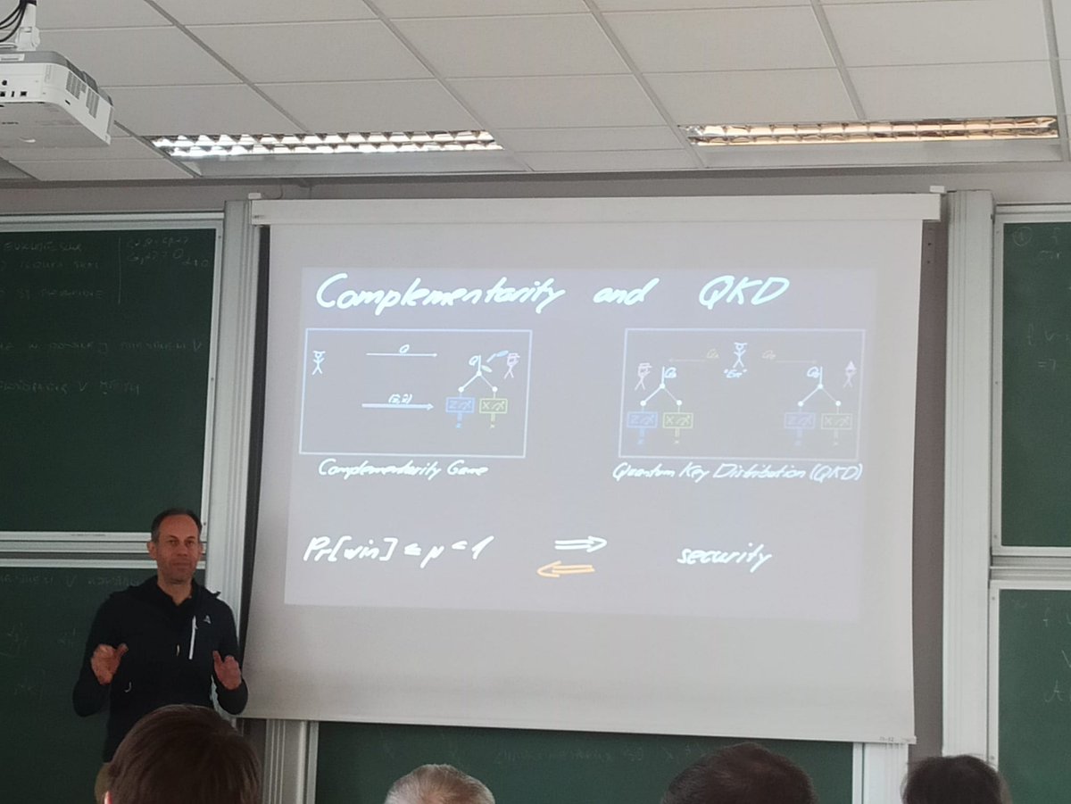 Honored to host Prof. Renato Renner from <a href="/ETH_en/">ETH Zurich</a> Zurich at <a href="/UniWarszawski/">Uniwersytet Warszawski</a> yesterday! His lecture on "Cryptographic Insights into Quantum Foundations" explored the fascinating Complementarity Game and its implications for #quantum cryptography. Thank you for discussions!