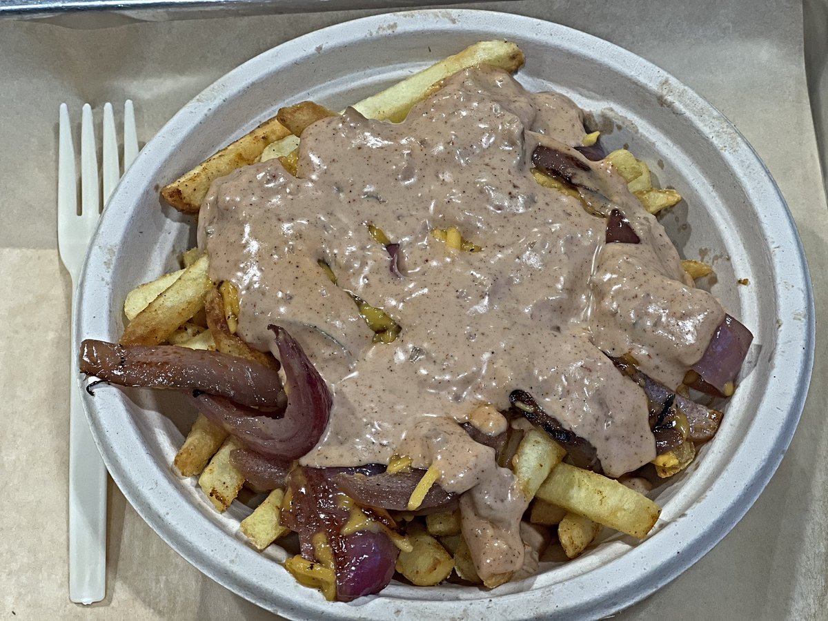 Robotvirgin's tweet photo. Special Fries at Next Level Burger, a PDX Vegan Burger Restaurant; Fries with Organic Grilled Onions, Melted Cheese & House-Made Sauce!
.
.
.
.
.
#fries #frenchfries #organic #organicvegan #vegan #veganfood #plantbased #veganism #veganfortheanimals #vegancheese #nextlevelburger https://t.co/RpIsZW1wkT