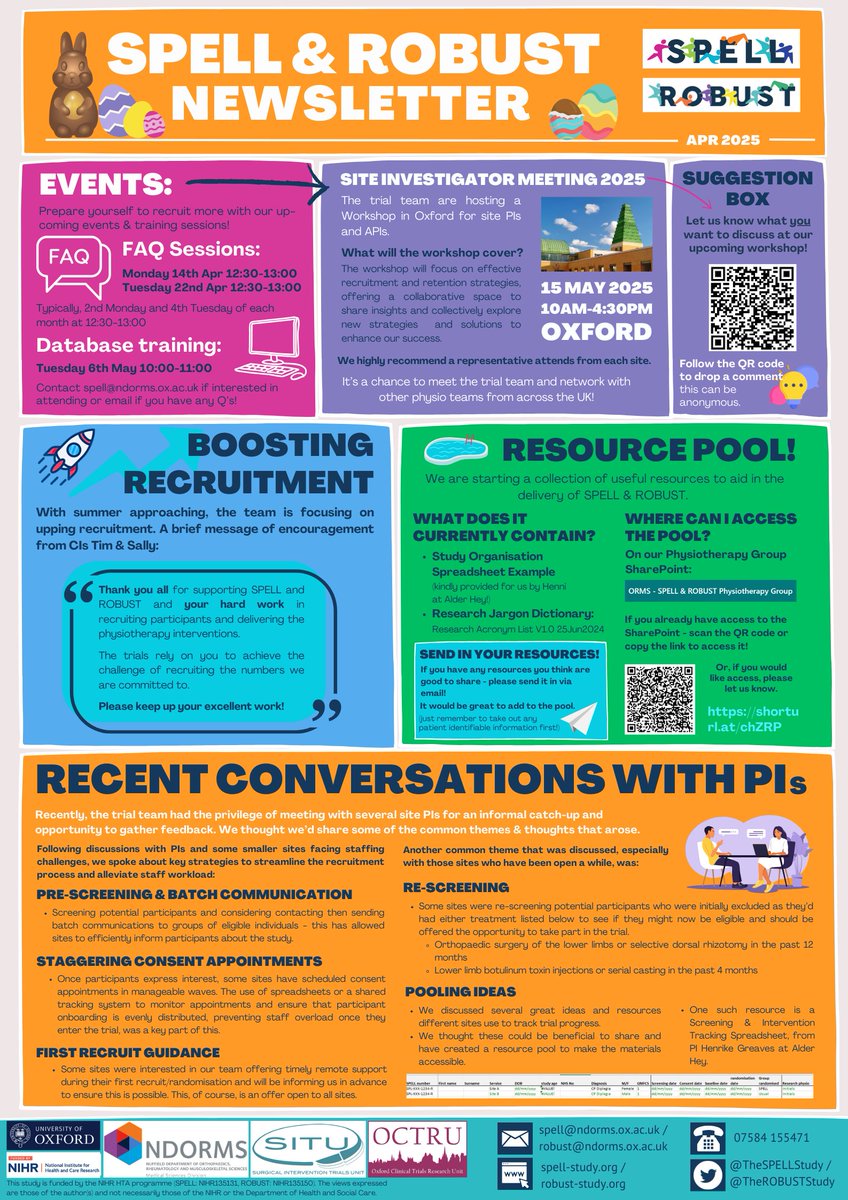 TheROBUSTStudy's tweet image. .. & so it brings us to our April 2025 newsletter ☀️🐰@TheSPELLStudy @TheROBUSTStudy
What's inside:
🪂Diving into recent convos with PIs
🔍CI's take on recruitment - great work, let's keep it up!
📚Resource pool, collaboration is key
Enjoy reading in the sunshine! ☀️