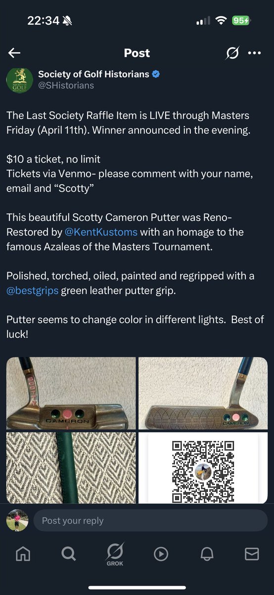 12 hours left to enter for your chance to win a Masters themed Azalea Scotty. $10 and this could be yours.  Good luck and don’t miss out. 

You’ll find it on <a href="/SHistorians/">Society of Golf Historians</a>