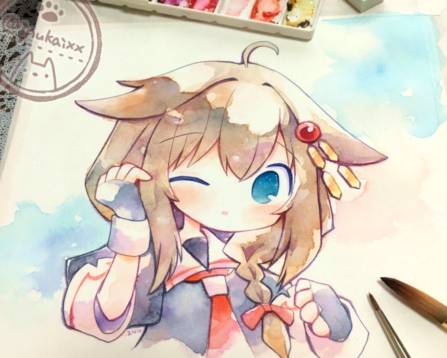 艦これ「透明水彩で、時雨(艦これ) 」|犬飼/さかなのマーチ【BOOTH新作追加/名古屋コミティア【D-24】】のイラスト