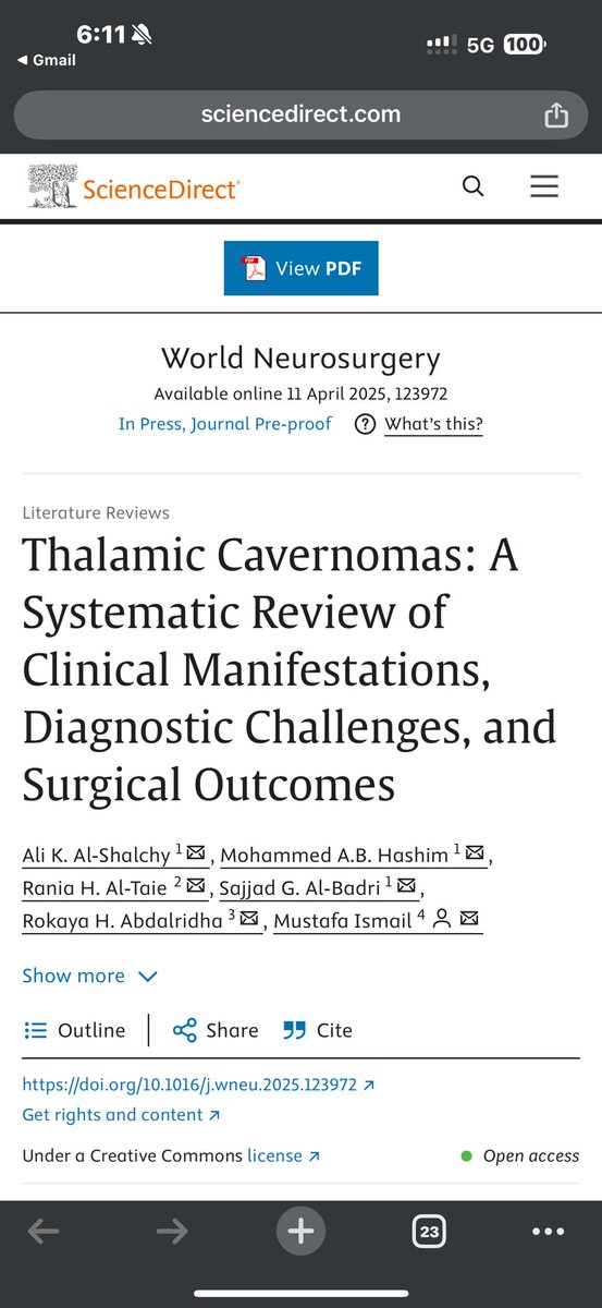 Our new publication in <a href="/WorldNeurosurg/">World Neurosurgery Journal</a> Thank you.

sciencedirect.com/science/articl…

#neuro #Neurosurgery #BrainHealth #research #publish #quality