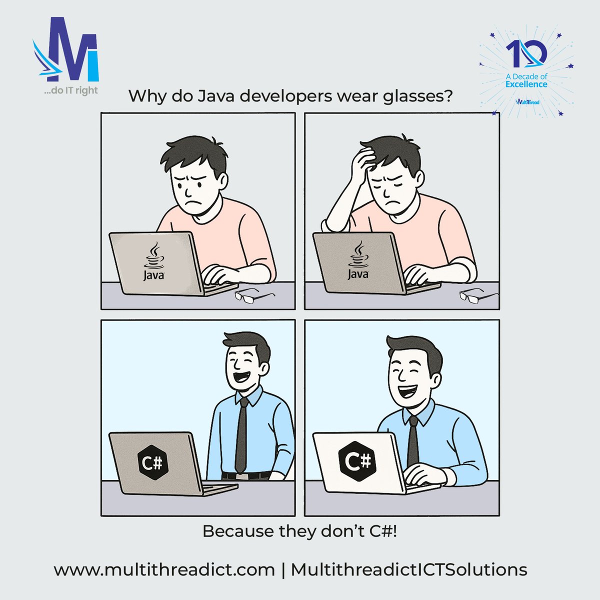 MultiThreadICT's tweet photo. They say laughter is the best debugger...
 
 It’s okay to pause, laugh a little, and enjoy the lighter side of tech. At Multithread ICT Solutions, we love helping you build smarter systems — and share smarter jokes. #ITHumor #DeveloperLife #FridayVibes #MultithreadICT https://t.co/FGQPPdeqOY