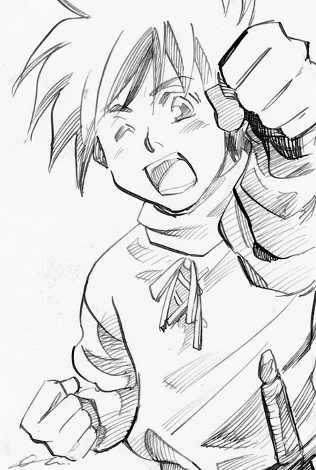 久しぶりにペン画荒れ荒れ #ガッツポーズの日 