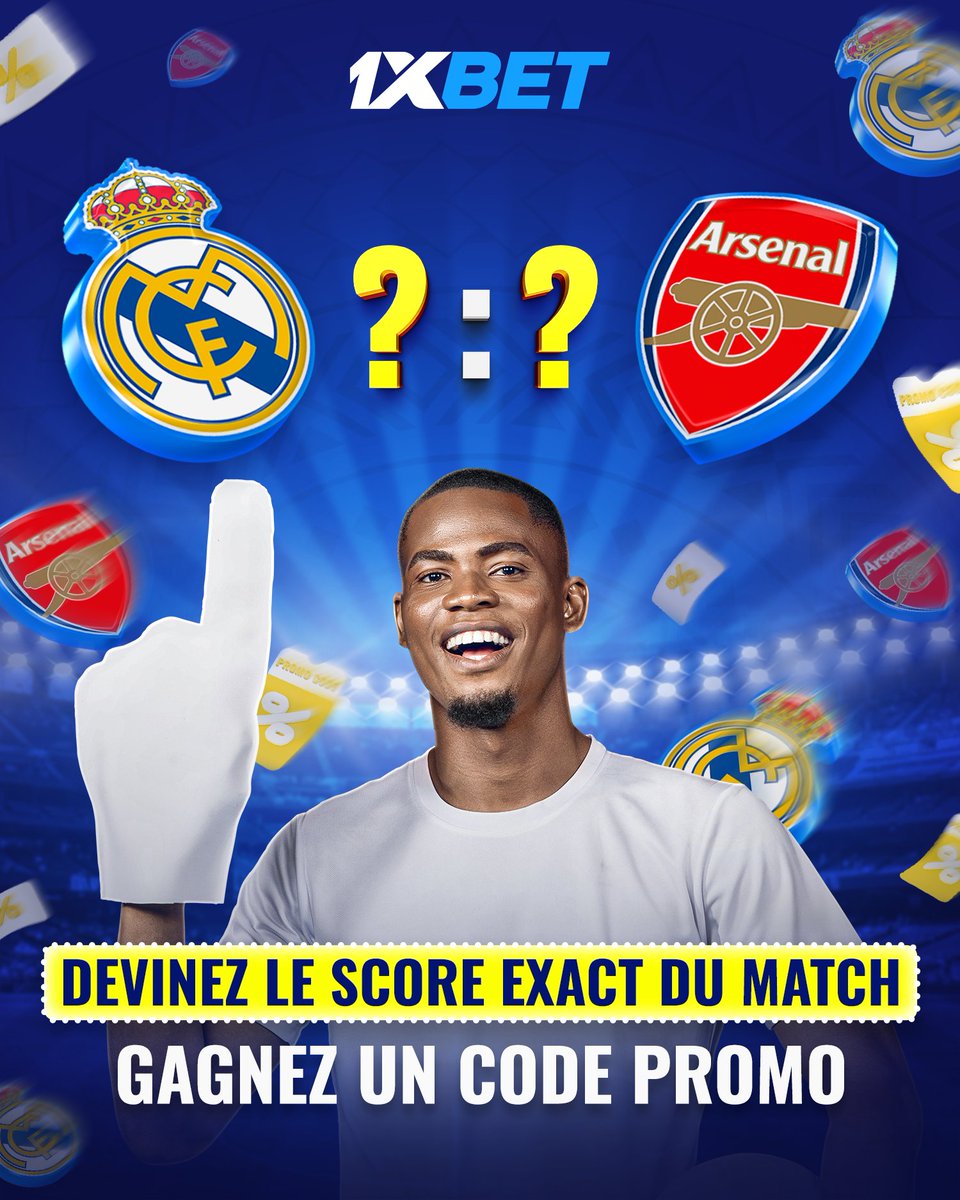 1xbet_bj's tweet image. 🔥 Real Madrid vs Arsenal 🔥
Deux géants s’affrontent en LDC ! Devine le score exact 🎯

💥 À gagner : un code promo de 9 400 XOF !
✅ Suis-nous
✅ Commente ton prono + ID 1xBet

📆 Clôture au coup d’envoi – gagnants le 17.04

#1xBet #UCL #RealMadrid #Arsenal