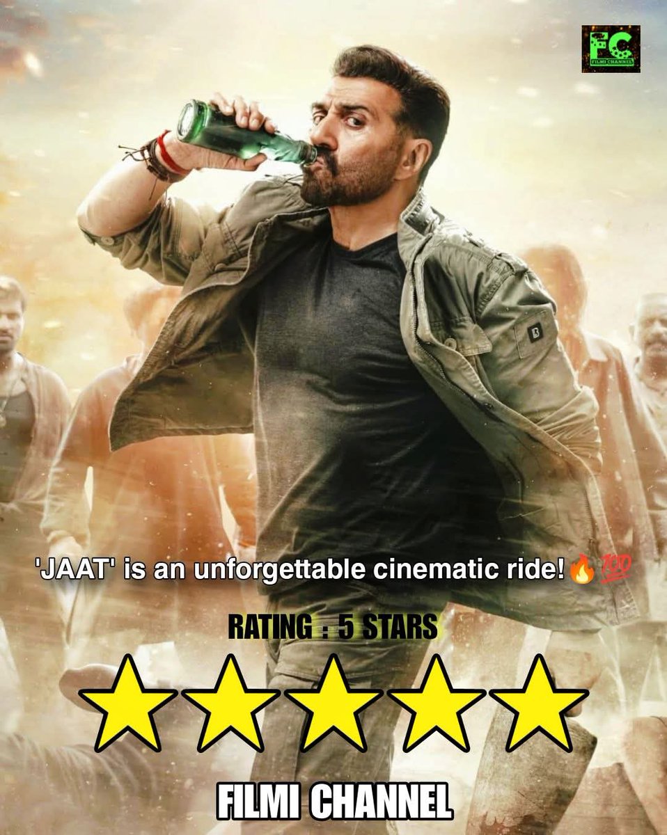 5 Star Rated Means Blockbuster Some days Mai Hojaayega . 
#Jaat Is Unforgettable cinematic Ride
<a href="/iamsunnydeol/">Sunny Deol</a> <a href="/megopichand/">Gopichandh Malineni</a>