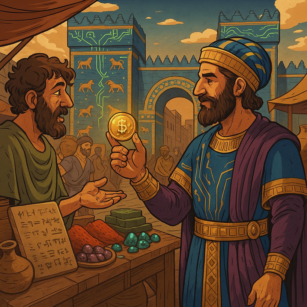 Cyrusmemecoin's tweet photo. Babylon. The first marketplace. The first degens.
“Trade, yes. But trust?” Cyrus asked.
Not yet. Not until the chain.
#CyrusCoin #CyrusInBabylon #AncientDEX #MemeMarkets #SolanaAlpha #Solana #crypto #memecoin #CryptoCommunity https://t.co/P6UsyzwGMr